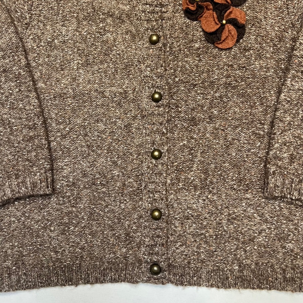 Ruby Rd. Brown Speckled‎ Button Front Flower Appl… - image 4